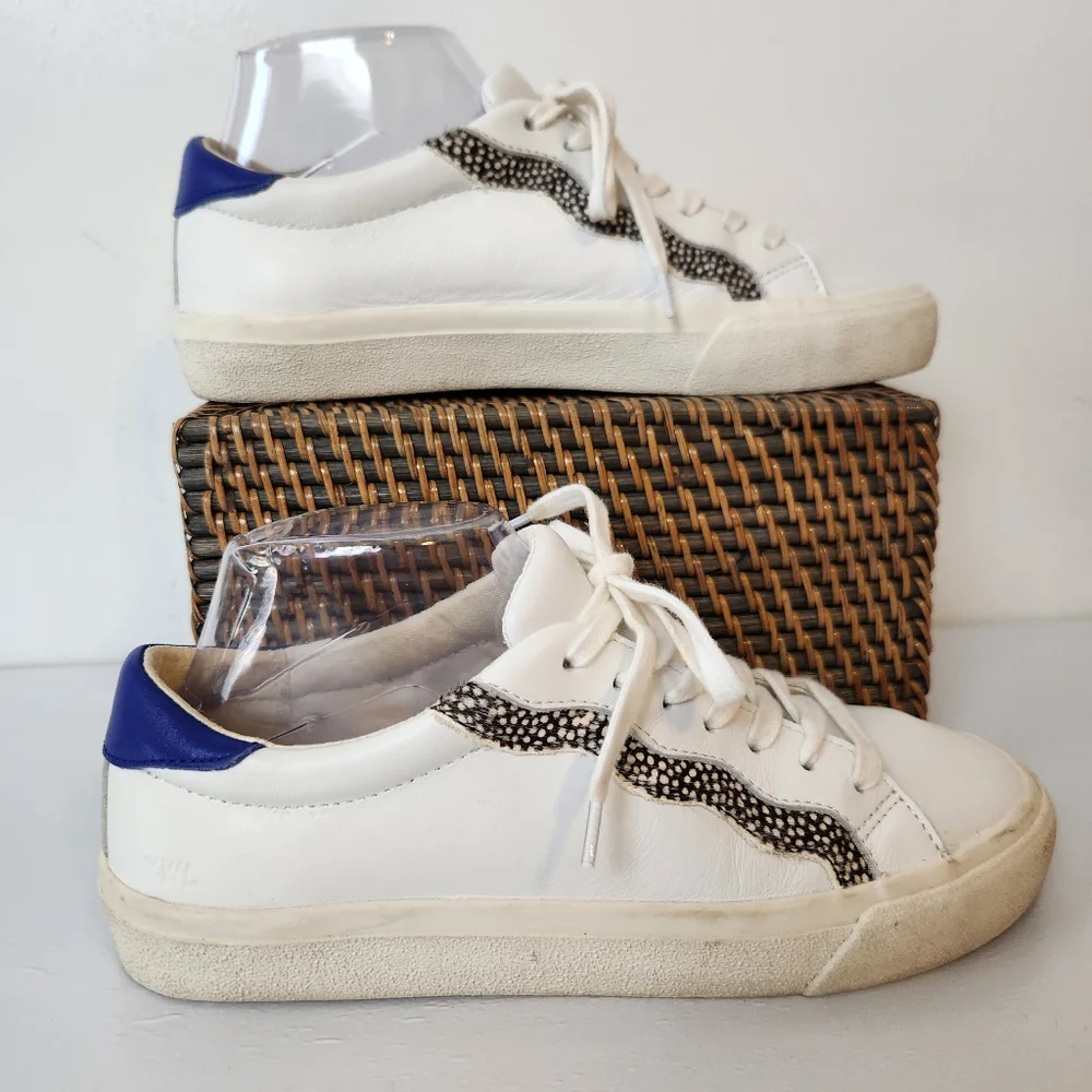 Madewell Sidewalk Low-Top Leather and Calf Hair Wave Edition Sneakers